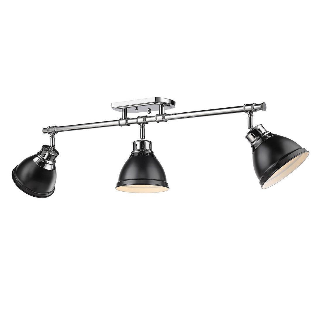 3-Light Semi-Flush - Track Light In Chrome With Matte Black by Golden
