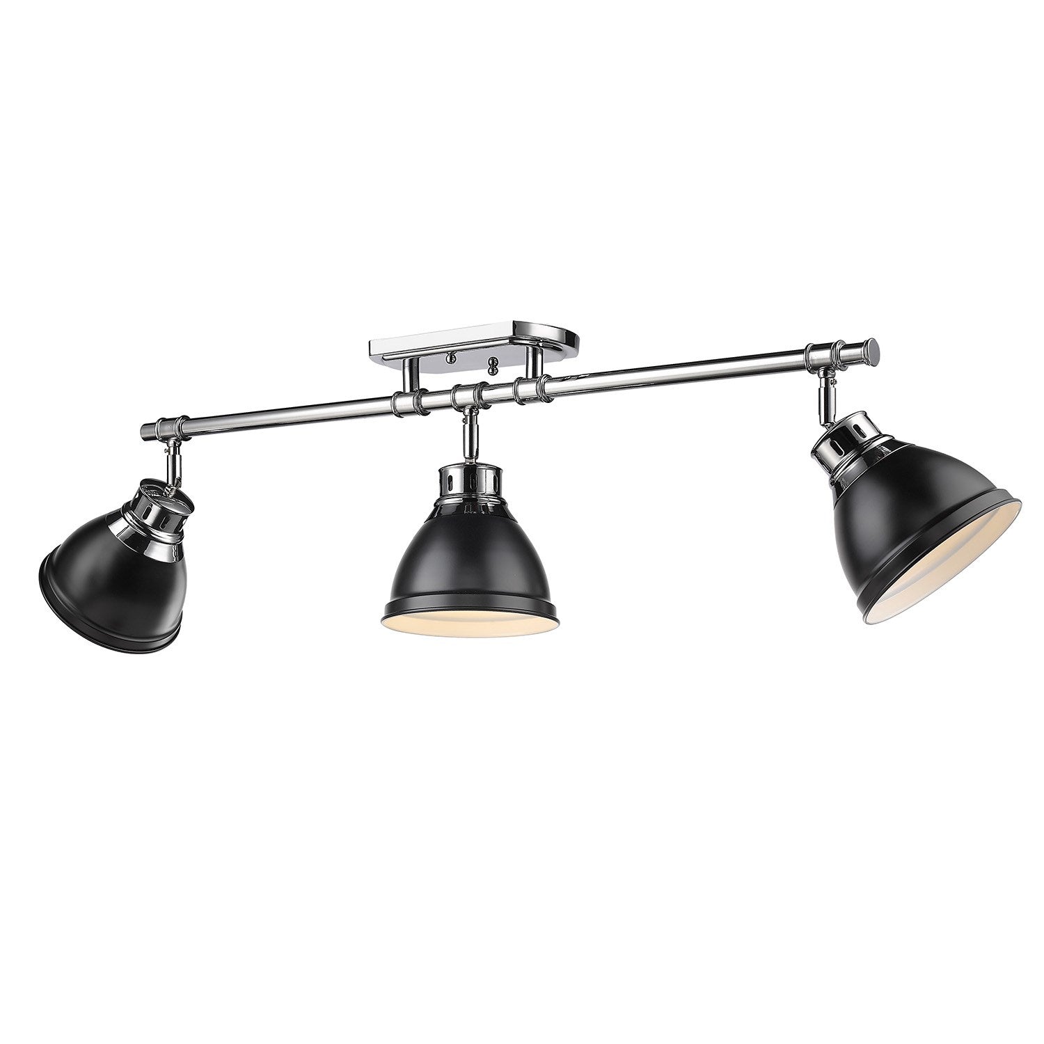 3-Light Semi-Flush - Track Light In Chrome With Matte Black by Golden