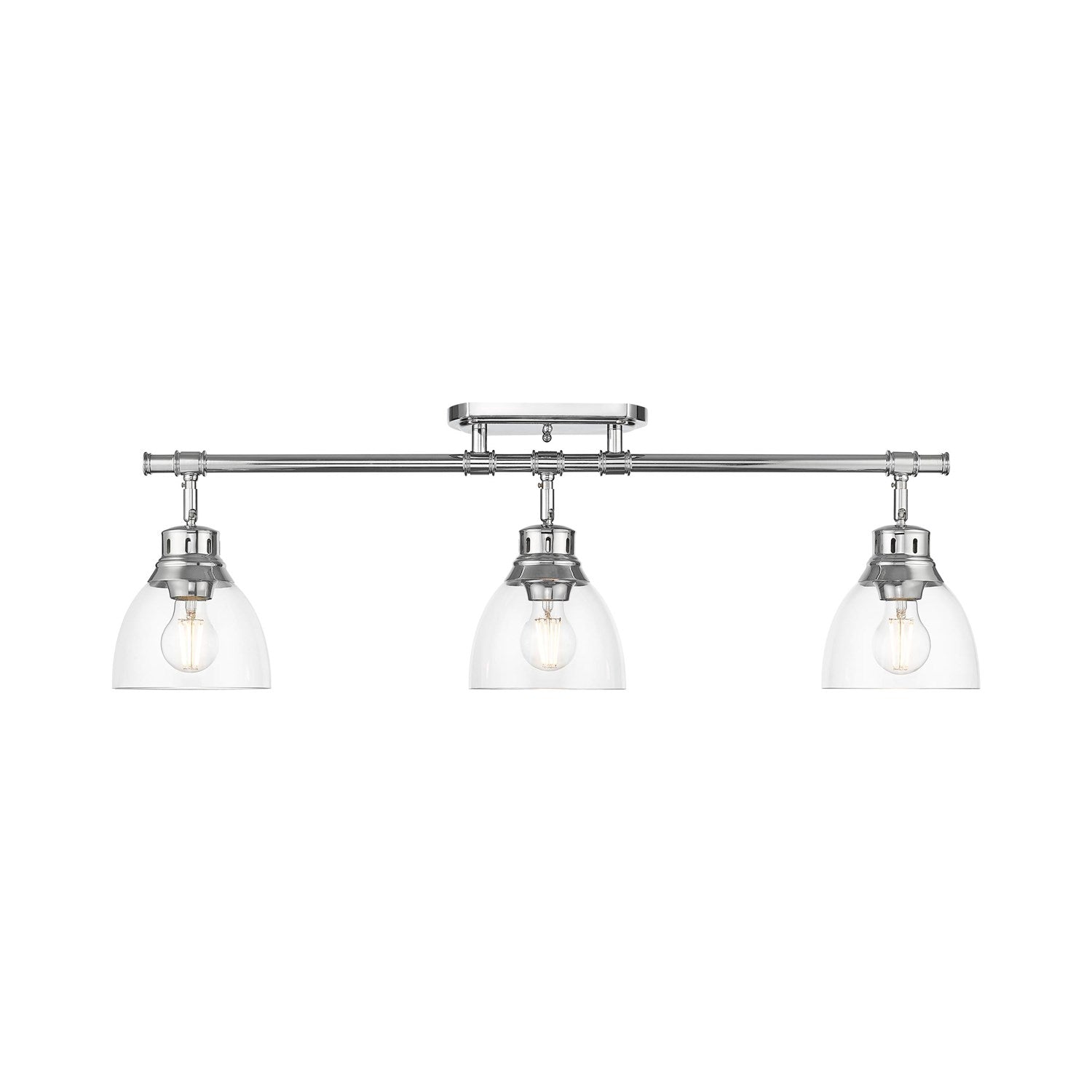 3-Light Semi-Flush - Track Light In Chrome With Clear Glass by Golden