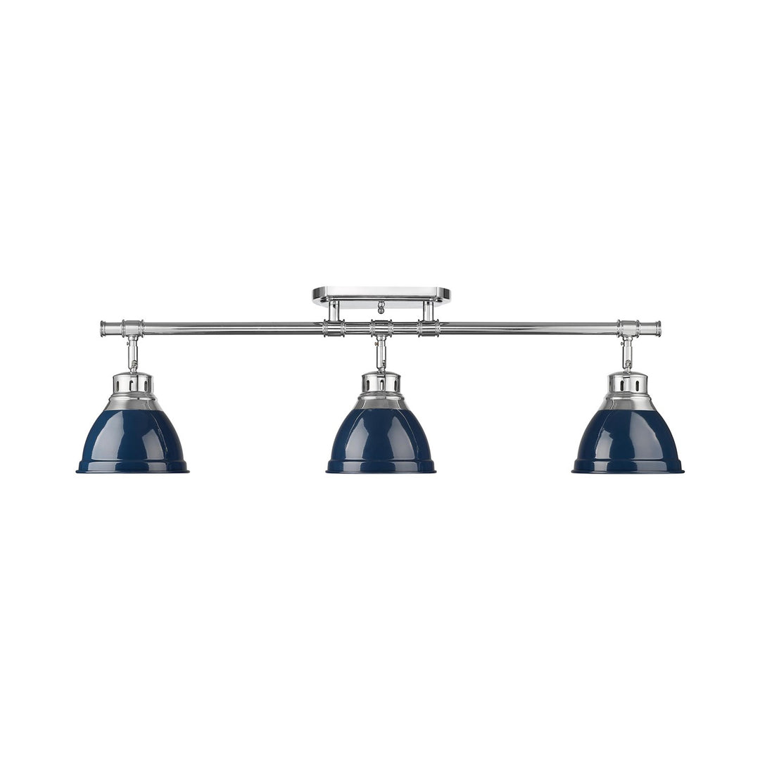 3-Light Semi-Flush - Track Light In Chrome With Matte Navy by Golden