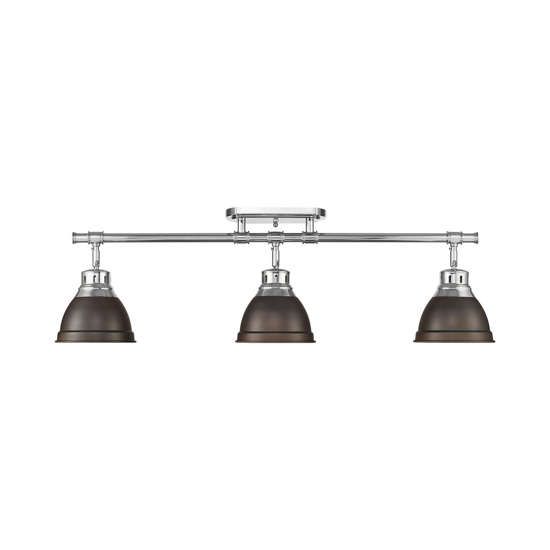 3-Light Semi-Flush - Track Light In Chrome With Rubbed Bronze by Golden