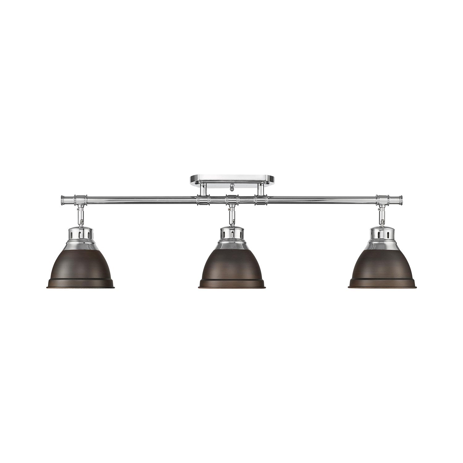 3-Light Semi-Flush - Track Light In Chrome With Rubbed Bronze by Golden