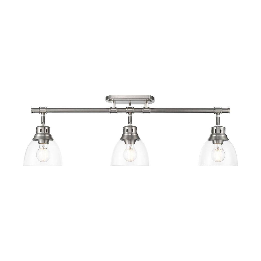 3-Light Semi-Flush - Track Light In Pewter With Clear Glass by Golden