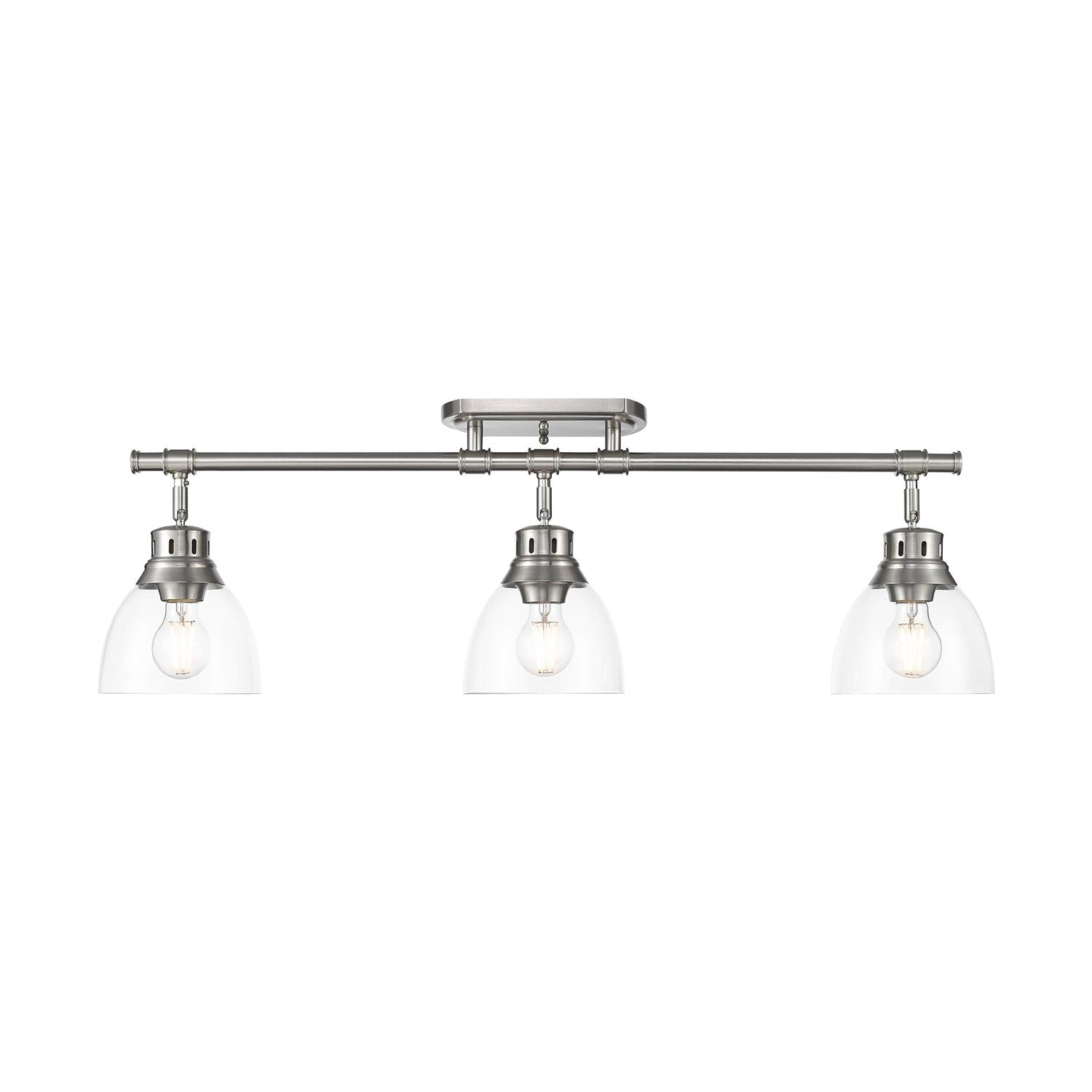 3-Light Semi-Flush - Track Light In Pewter With Clear Glass by Golden
