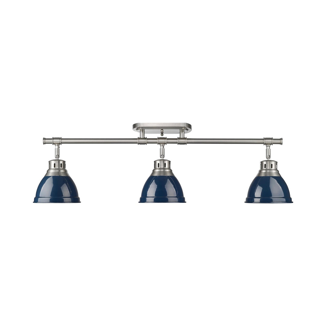 3-Light Semi-Flush - Track Light In Pewter With Matte Navy by Golden