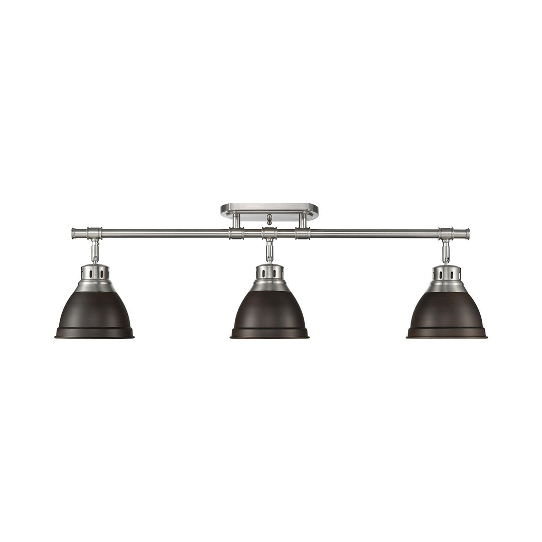 3-Light Semi-Flush - Track Light In Pewter With Rubbed Bronze by Golden