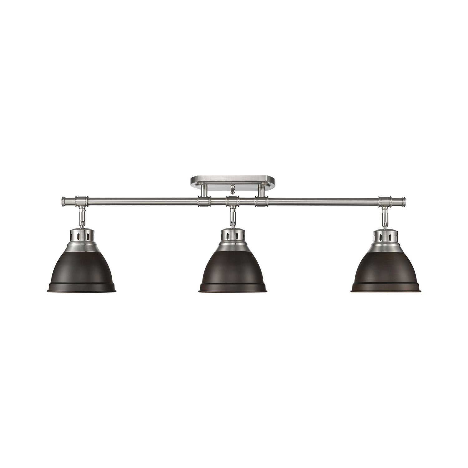 3-Light Semi-Flush - Track Light In Pewter With Rubbed Bronze by Golden