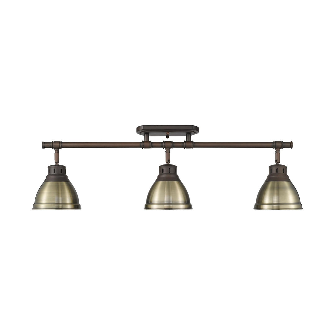 3-Light Semi-Flush - Track Light In Rubbed Bronze With Aged Brass by Golden