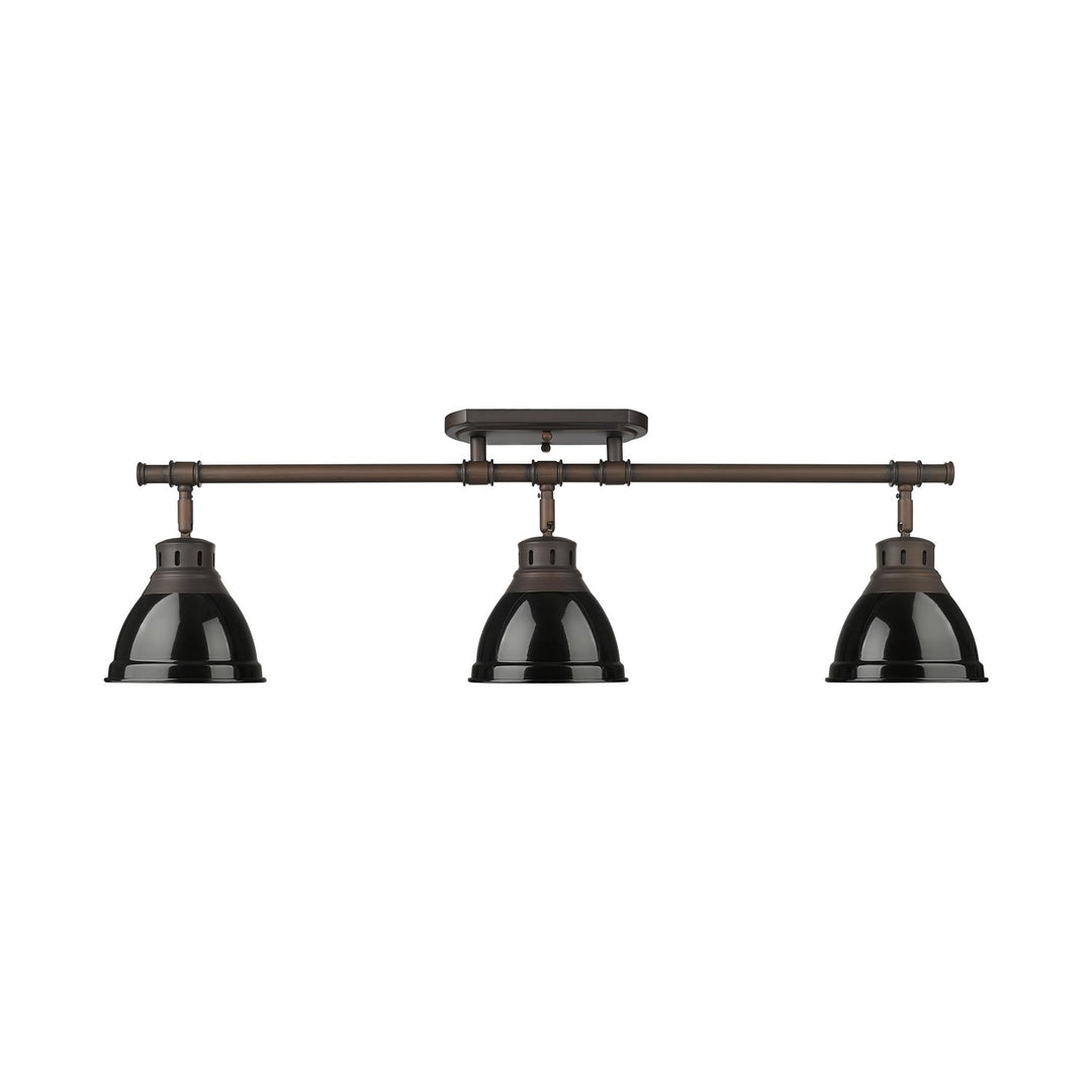 3-Light Semi-Flush - Track Light In Rubbed Bronze With Black by Golden