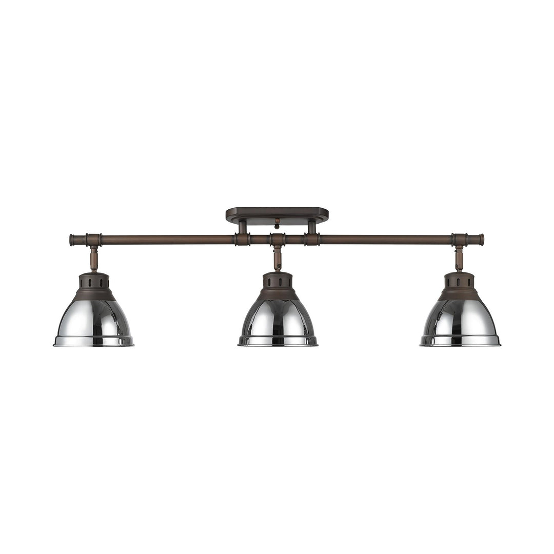 3-Light Semi-Flush - Track Light In Rubbed Bronze With Chrome by Golden