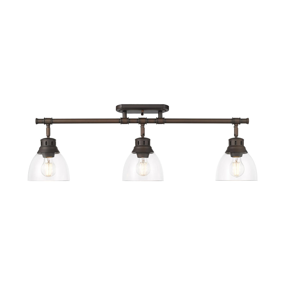 3-Light Semi-Flush - Track Light In Rubbed Bronze With Clear Glass by Golden
