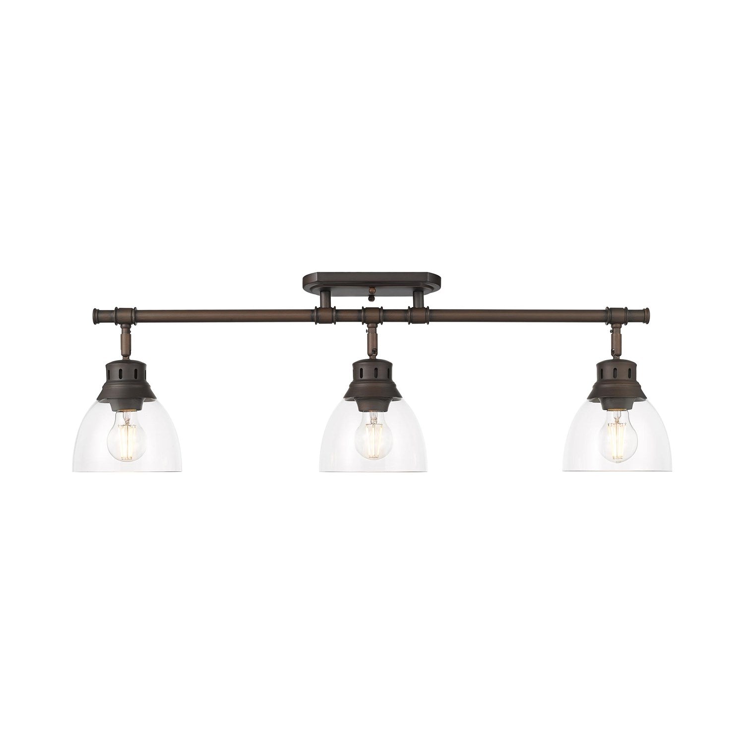 3-Light Semi-Flush - Track Light In Rubbed Bronze With Clear Glass by Golden