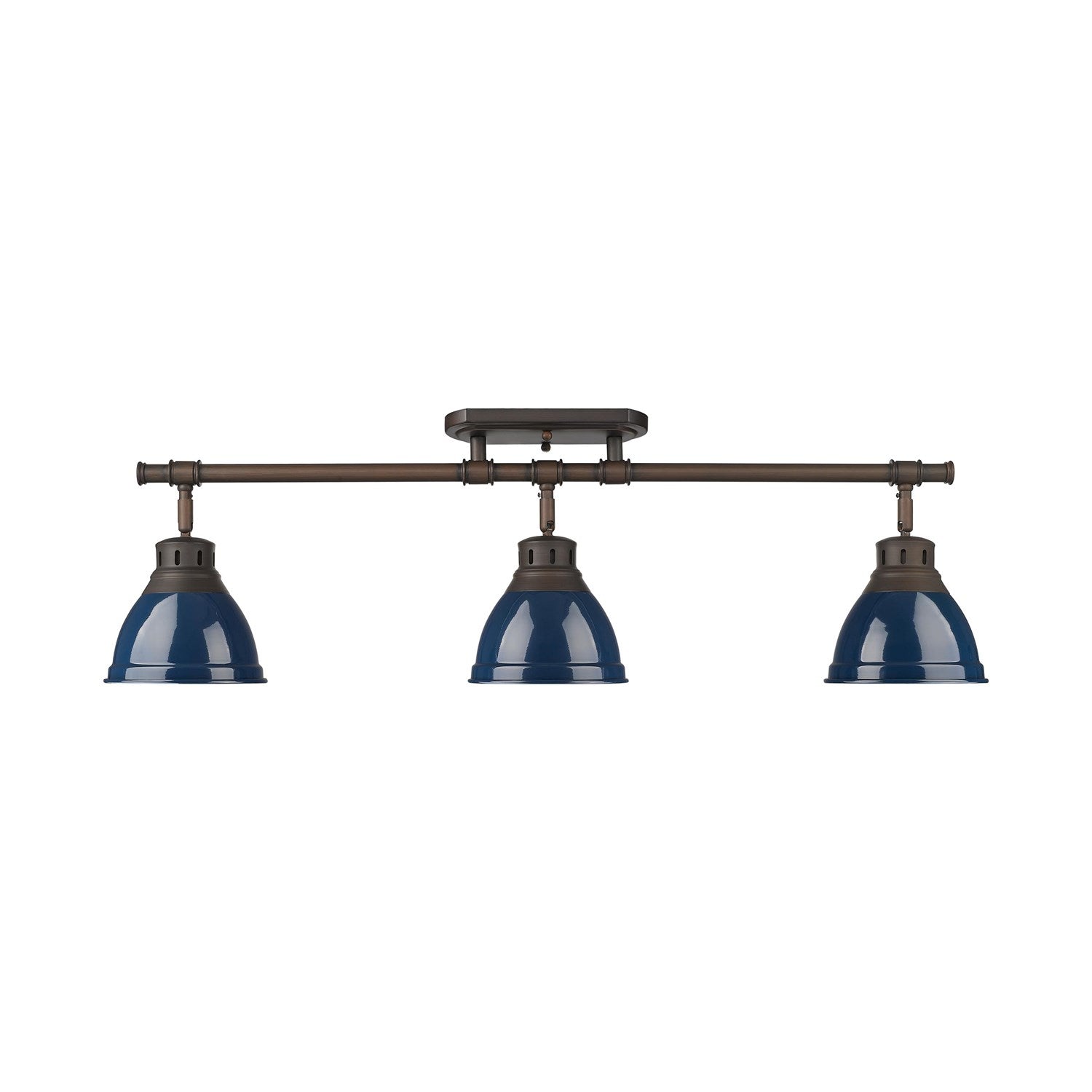 3-Light Semi-Flush - Track Light In Rubbed Bronze With Matte Navy by Golden