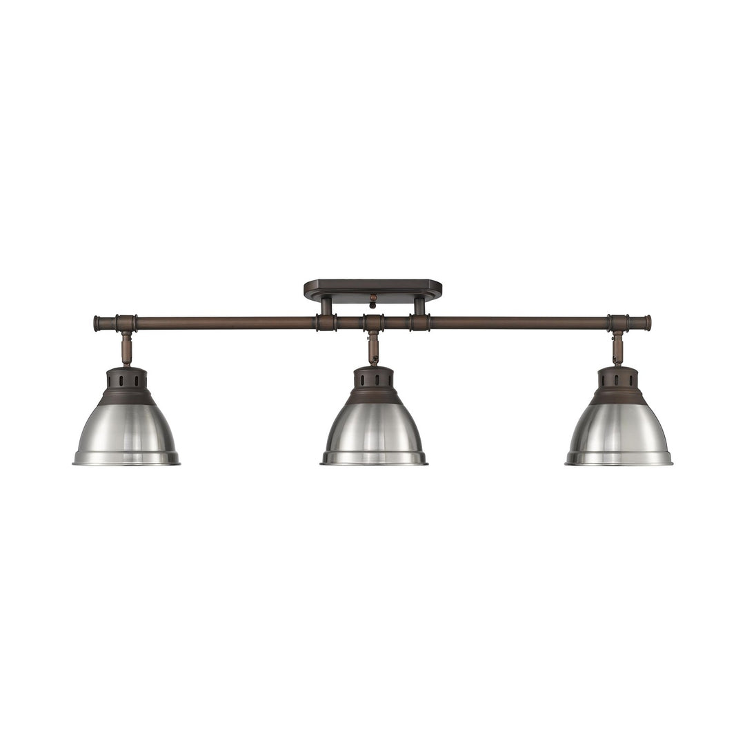 3-Light Semi-Flush - Track Light In Rubbed Bronze With Pewter by Golden