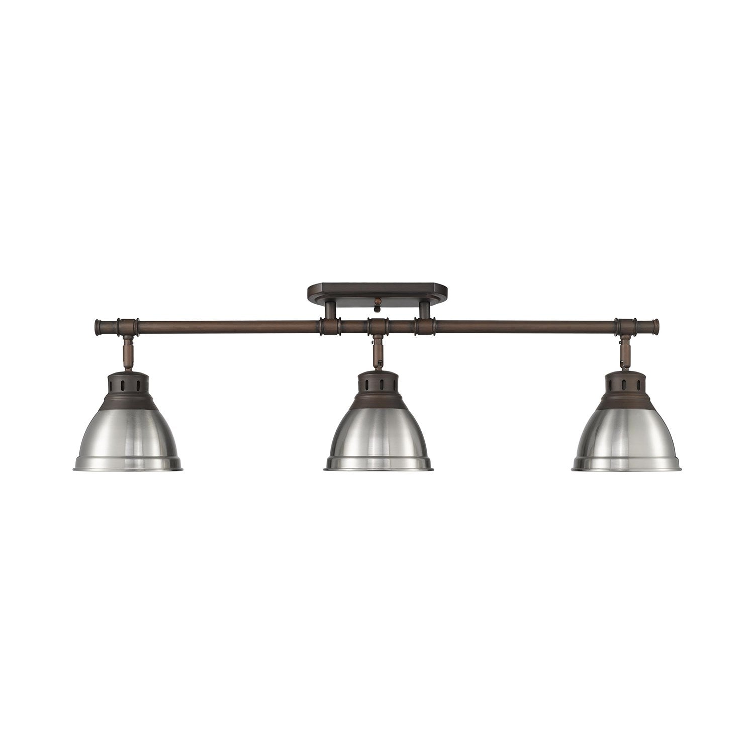 3-Light Semi-Flush - Track Light In Rubbed Bronze With Pewter by Golden