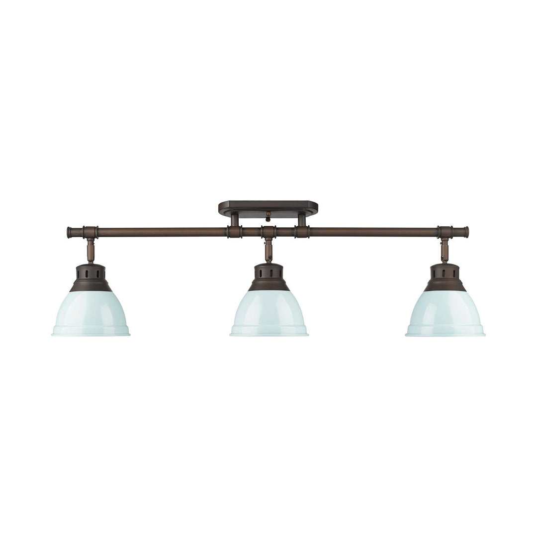 3-Light Semi-Flush - Track Light In Rubbed Bronze With Seafoam by Golden