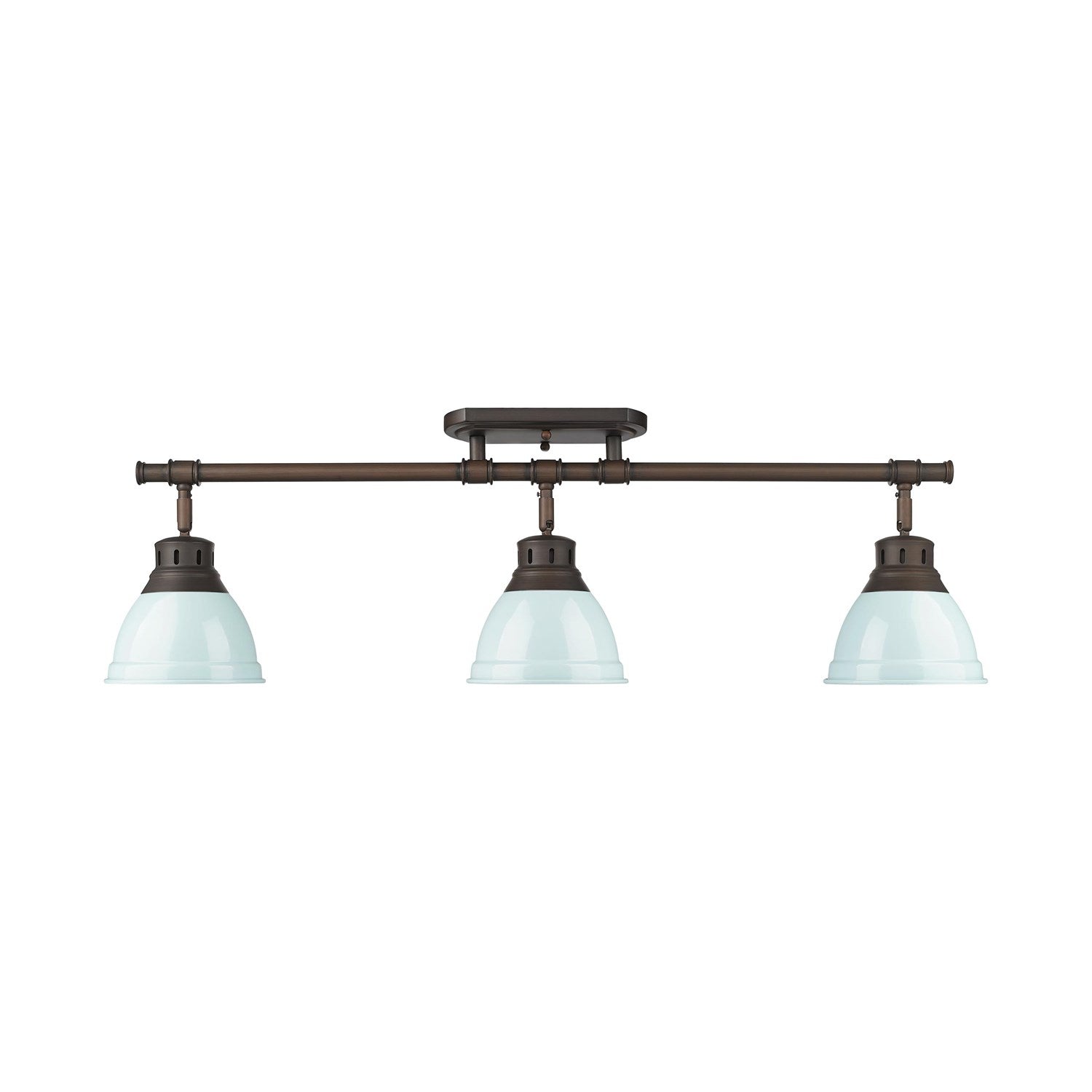 3-Light Semi-Flush - Track Light In Rubbed Bronze With Seafoam by Golden
