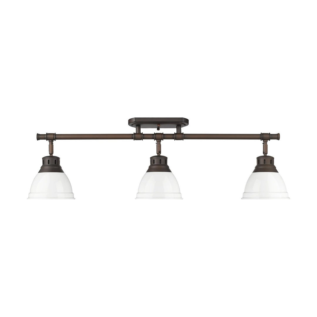 3-Light Semi-Flush - Track Light In Rubbed Bronze With White by Golden