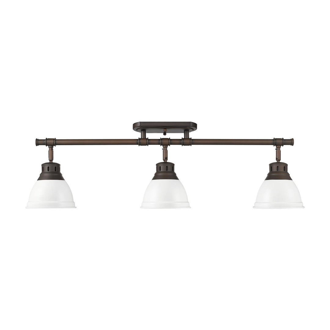3-Light Semi-Flush - Track Light In Rubbed Bronze With Matte White by Golden