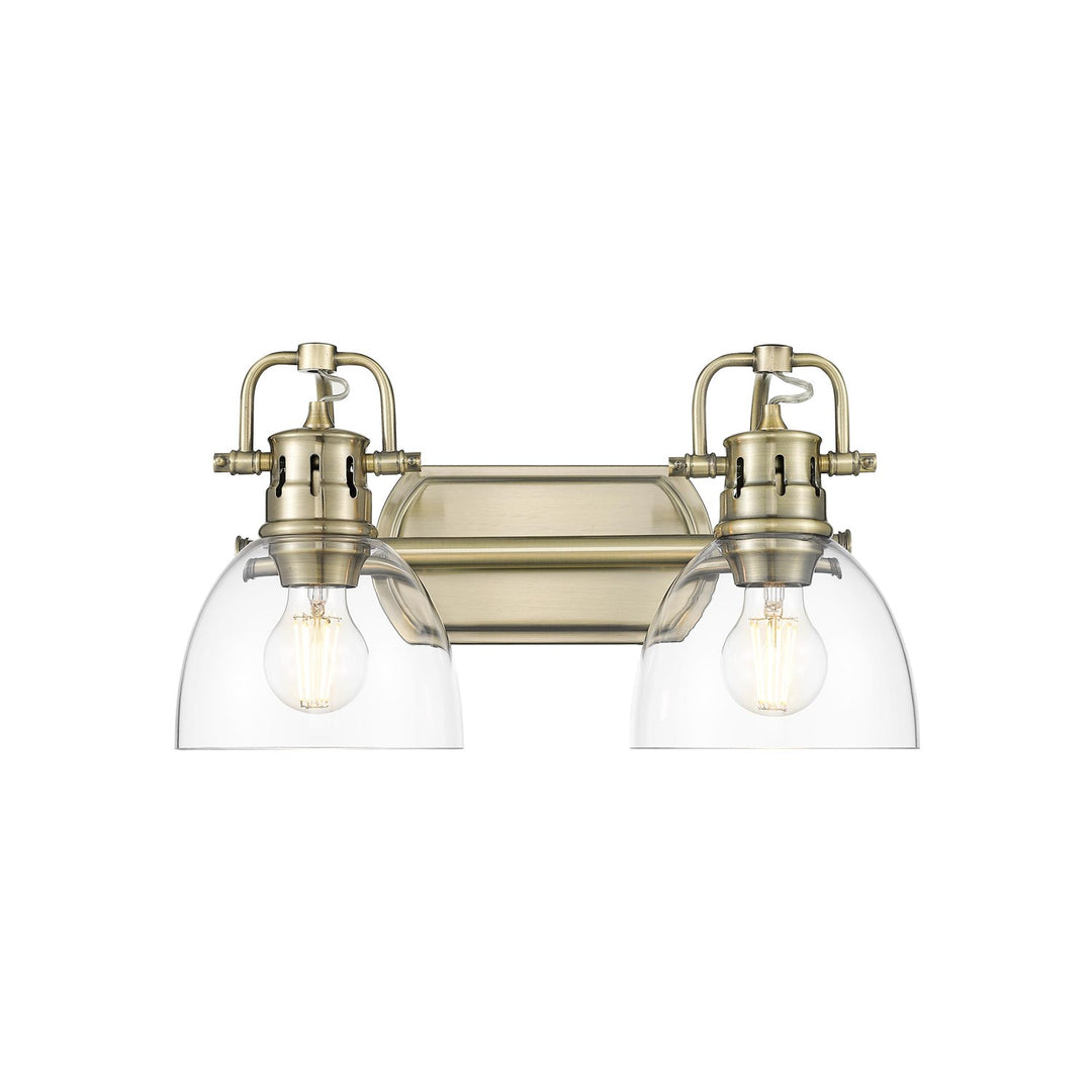 2-Light Bath Vanity InÊAged BrassÊWith Clear Glass by Golden