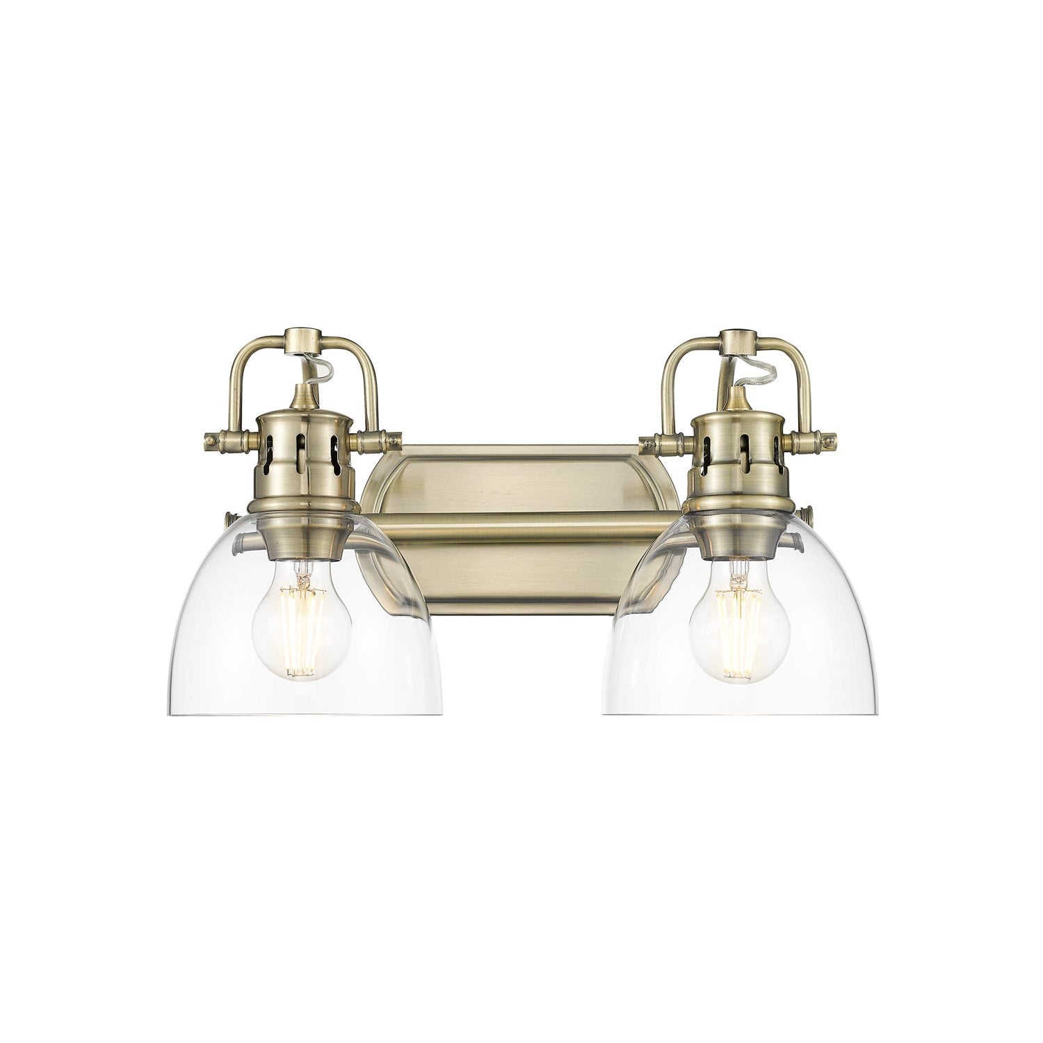 2-Light Bath Vanity InÊAged BrassÊWith Clear Glass by Golden