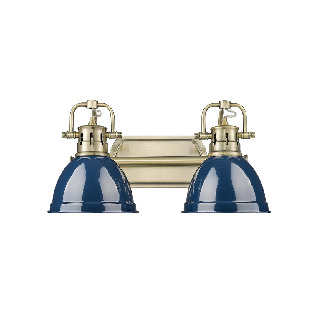 2-Light Bath Vanity InÊAged BrassÊWith Matte Navy by Golden