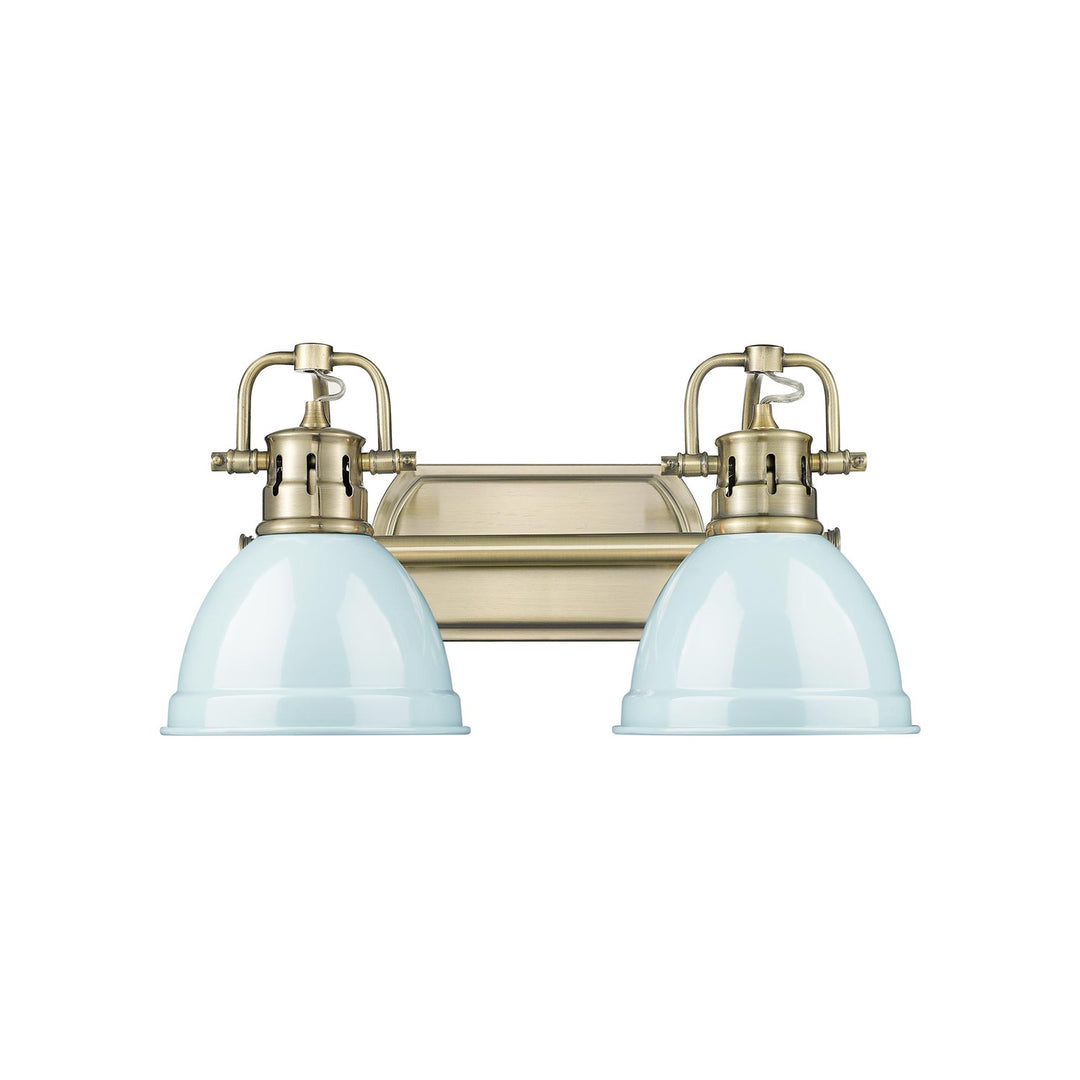 2-Light Bath Vanity InÊAged BrassÊWith Seafoam by Golden
