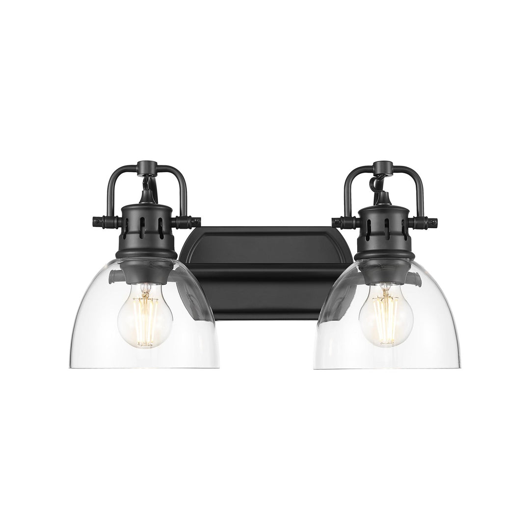 2-Light Bath Vanity InÊMatte BlackÊWith Clear Glass by Golden