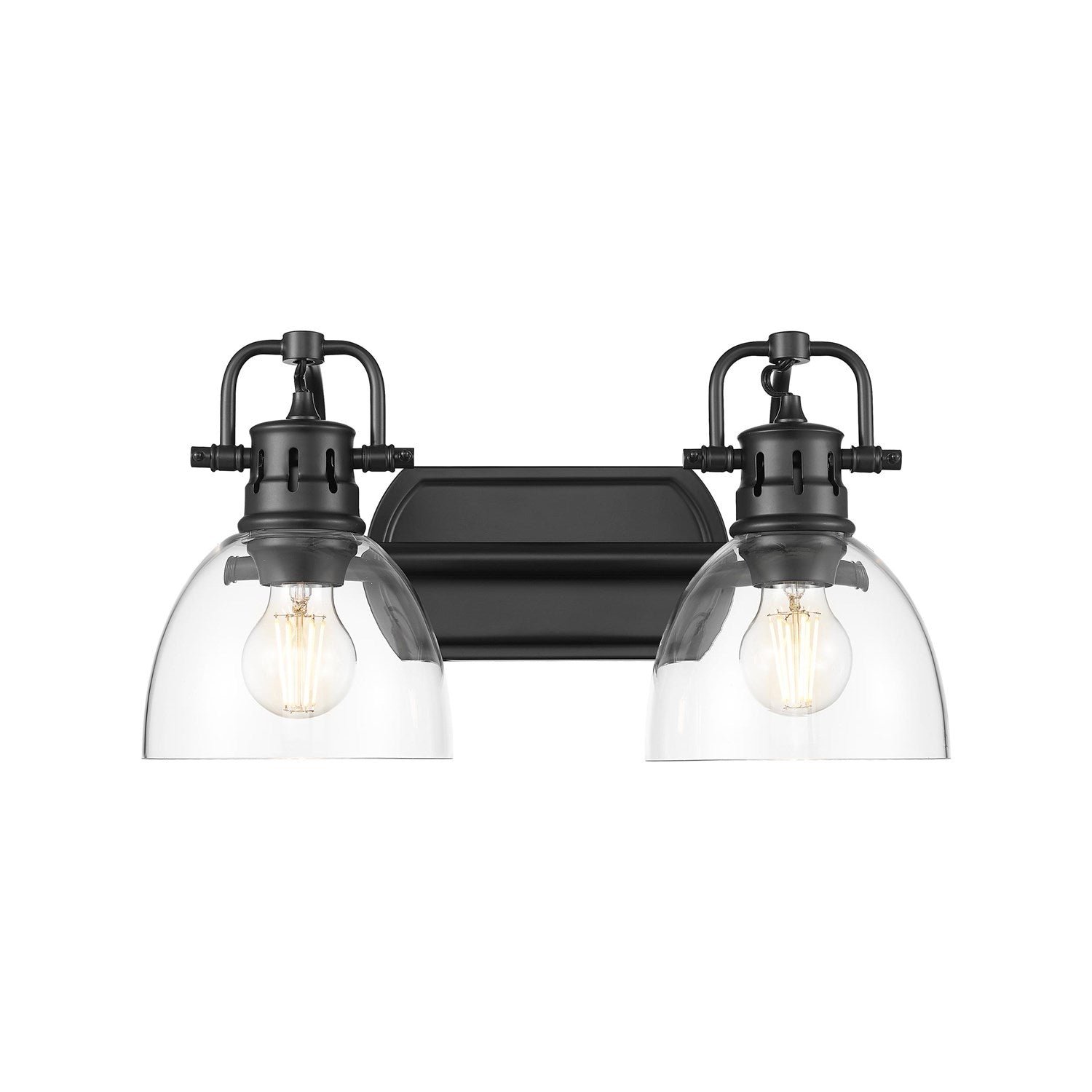 2-Light Bath Vanity InÊMatte BlackÊWith Clear Glass by Golden