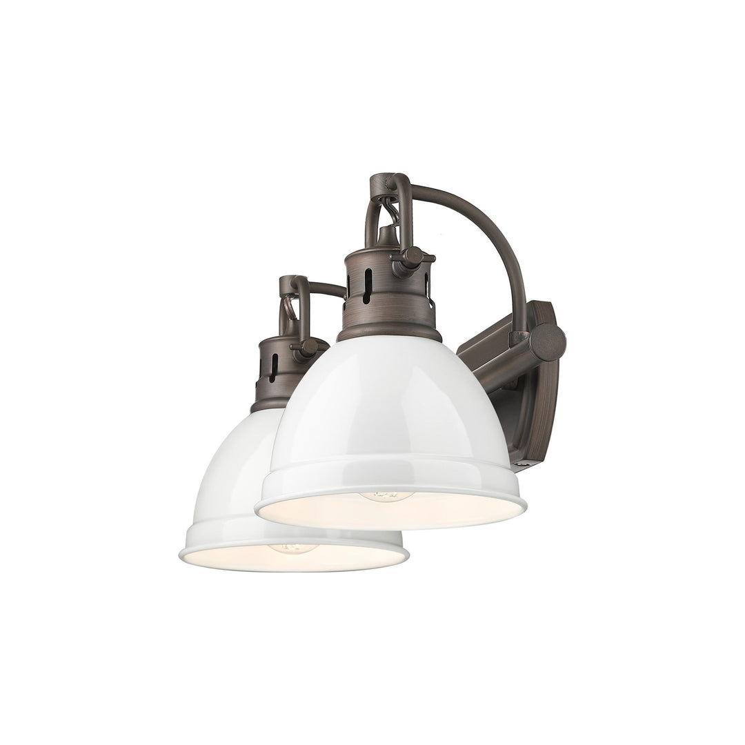 2-Light Bath Vanity InÊRubbed BronzeÊWith White by Golden