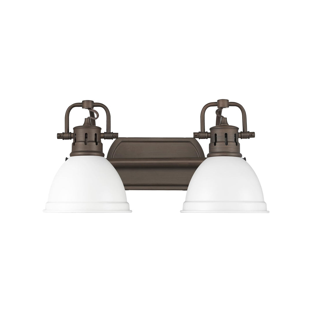 2-Light Bath Vanity InÊRubbed BronzeÊWith Matte White by Golden