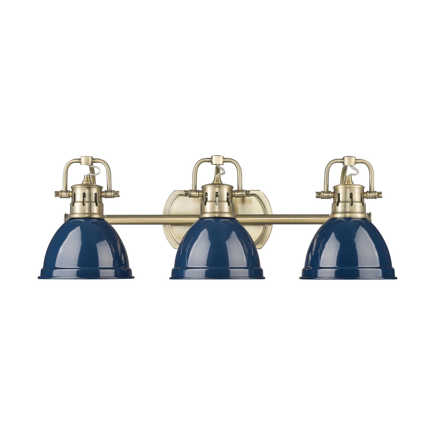 3-Light Bath Vanity In Aged Brass With Matte Navy by Golden