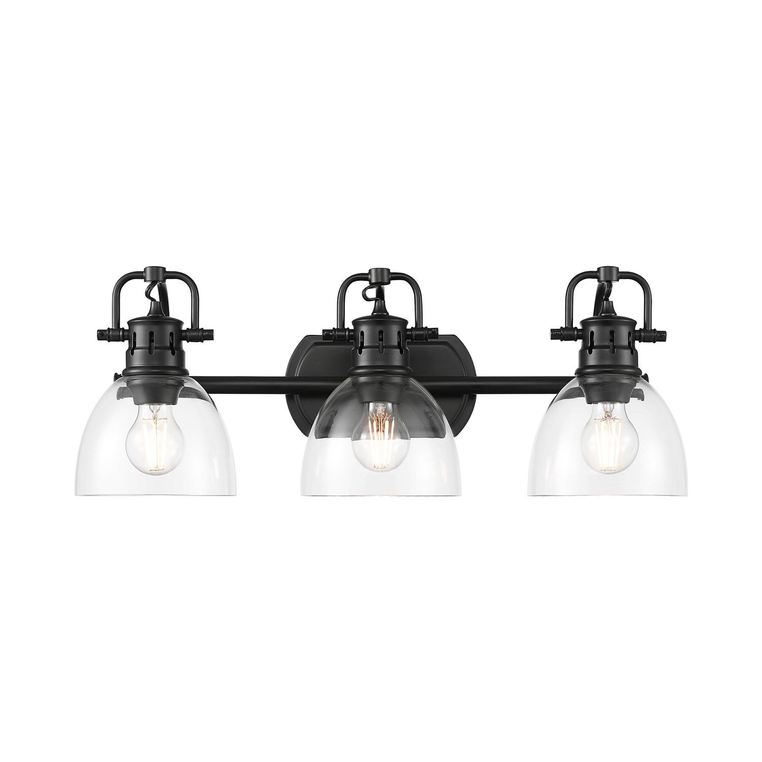 3-Light Bath Vanity In Matte Black With Clear Glass by Golden