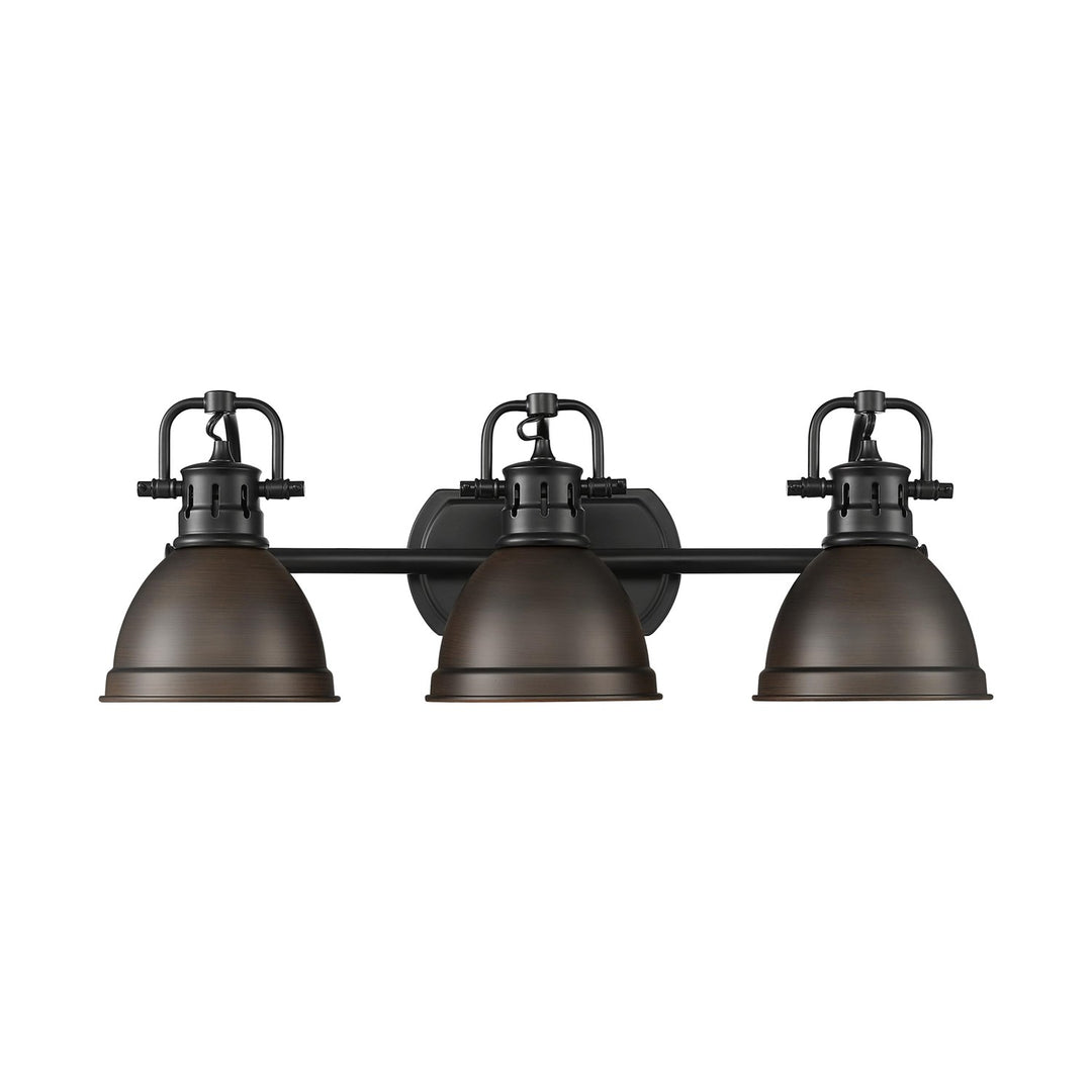 3-Light Bath Vanity In Matte Black With Rubbed Bronze by Golden