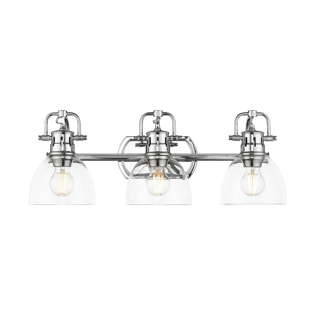 3-Light Bath Vanity In Chrome With Clear Glass by Golden
