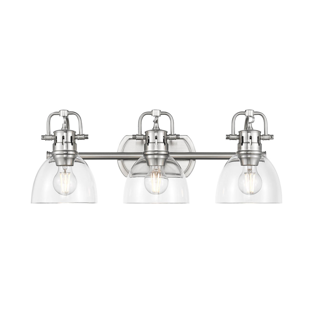 3-Light Bath Vanity In Pewter With Clear Glass by Golden