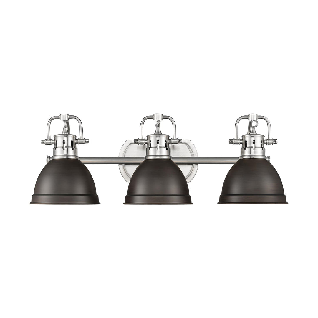 3-Light Bath Vanity In Pewter With Rubbed Bronze by Golden