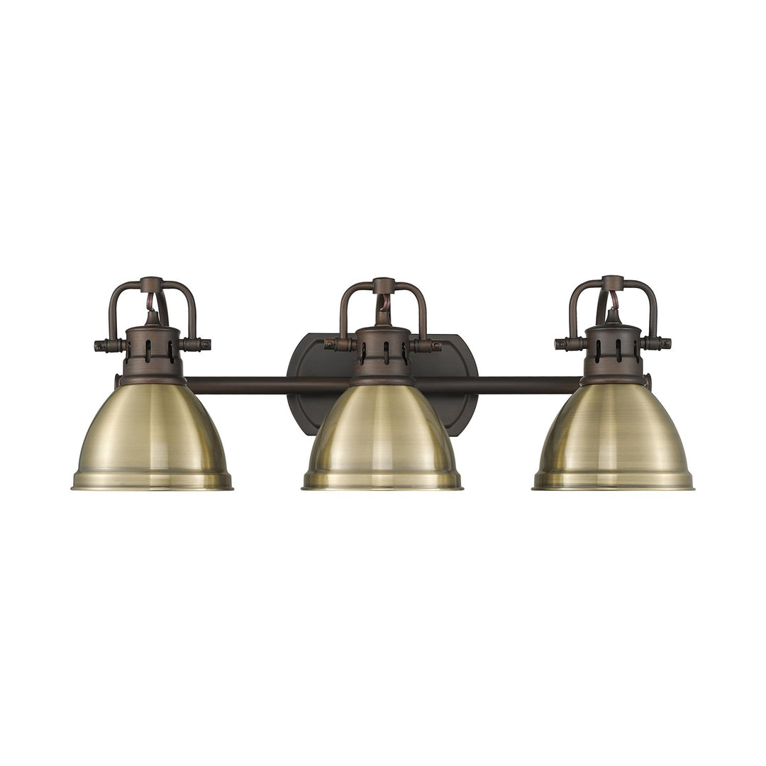 3-Light Bath Vanity In Rubbed Bronze With Aged Brass by Golden