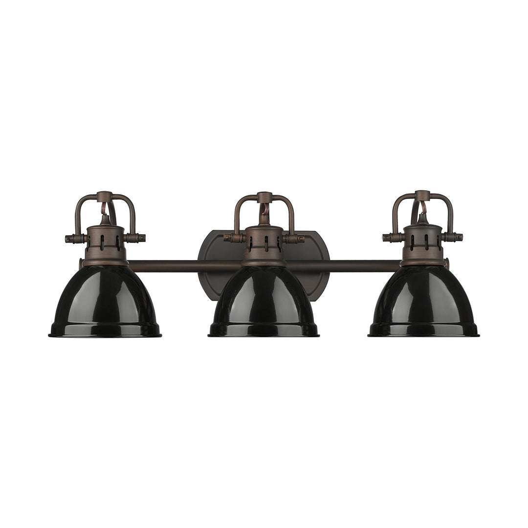 3-Light Bath Vanity In Rubbed Bronze With Black by Golden