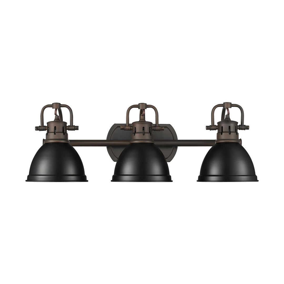 3-Light Bath Vanity In Rubbed Bronze With Matte Black by Golden