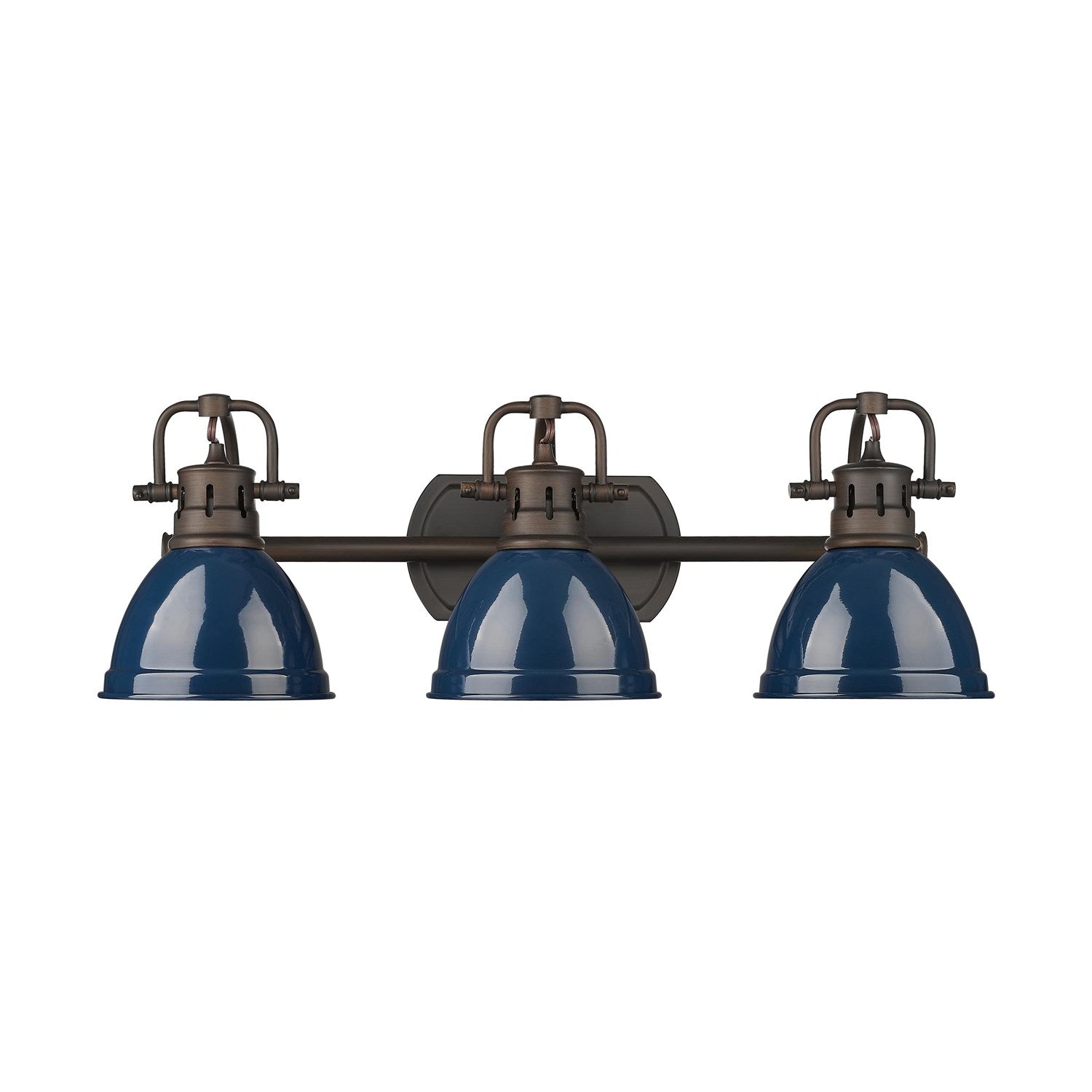 3-Light Bath Vanity In Rubbed Bronze With Matte Navy by Golden