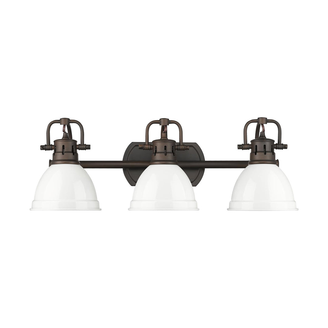 3-Light Bath Vanity In Rubbed Bronze With White by Golden
