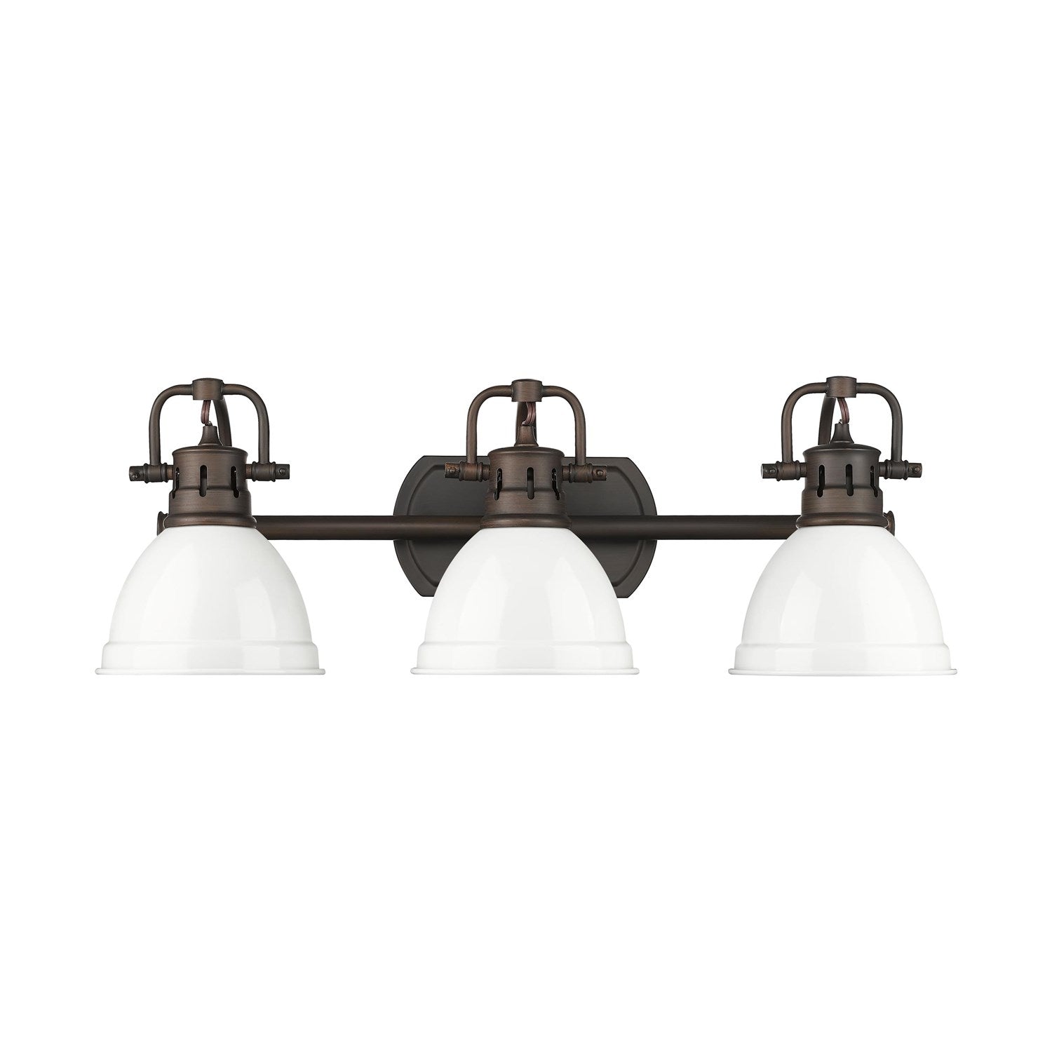 3-Light Bath Vanity In Rubbed Bronze With White by Golden