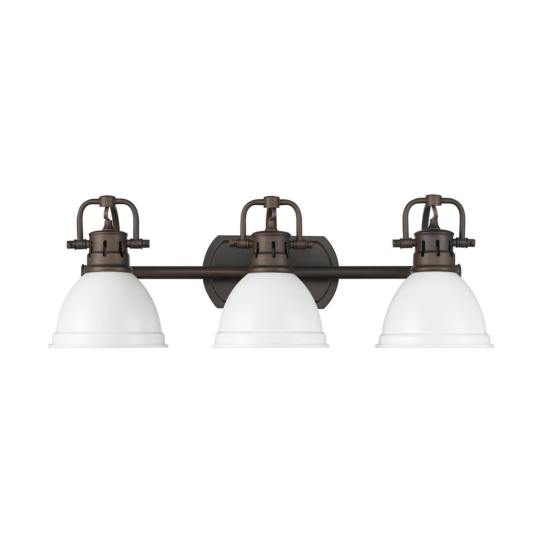 3-Light Bath Vanity In Rubbed Bronze With Matte White by Golden