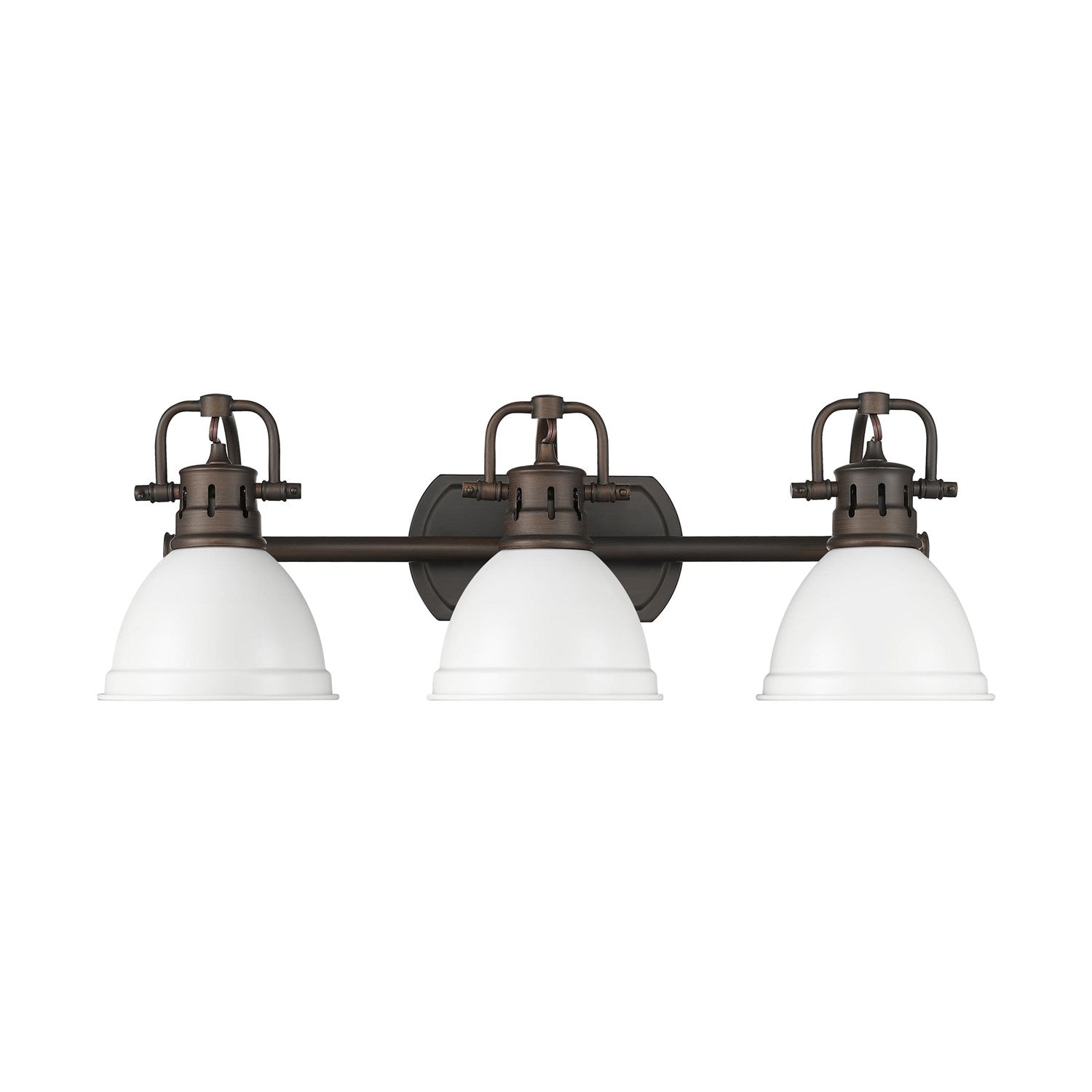 3-Light Bath Vanity In Rubbed Bronze With Matte White by Golden