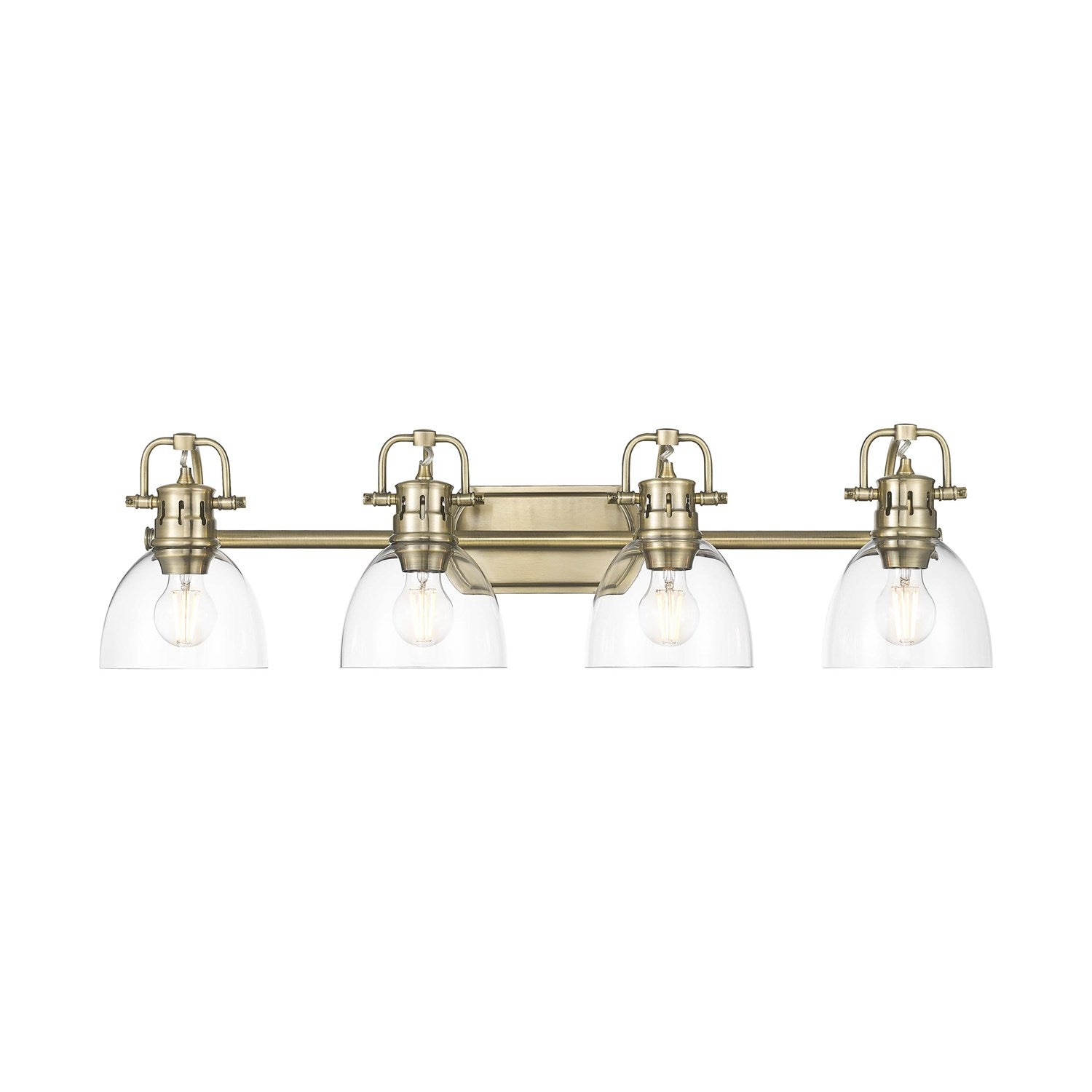 4-Light Bath Vanity In Aged Brass With Clear Glass by Golden