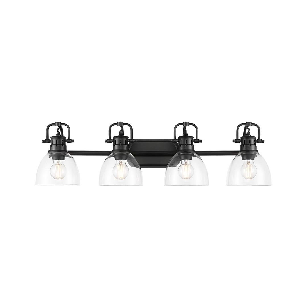 4-Light Bath Vanity In Matte Black With Clear Glass by Golden