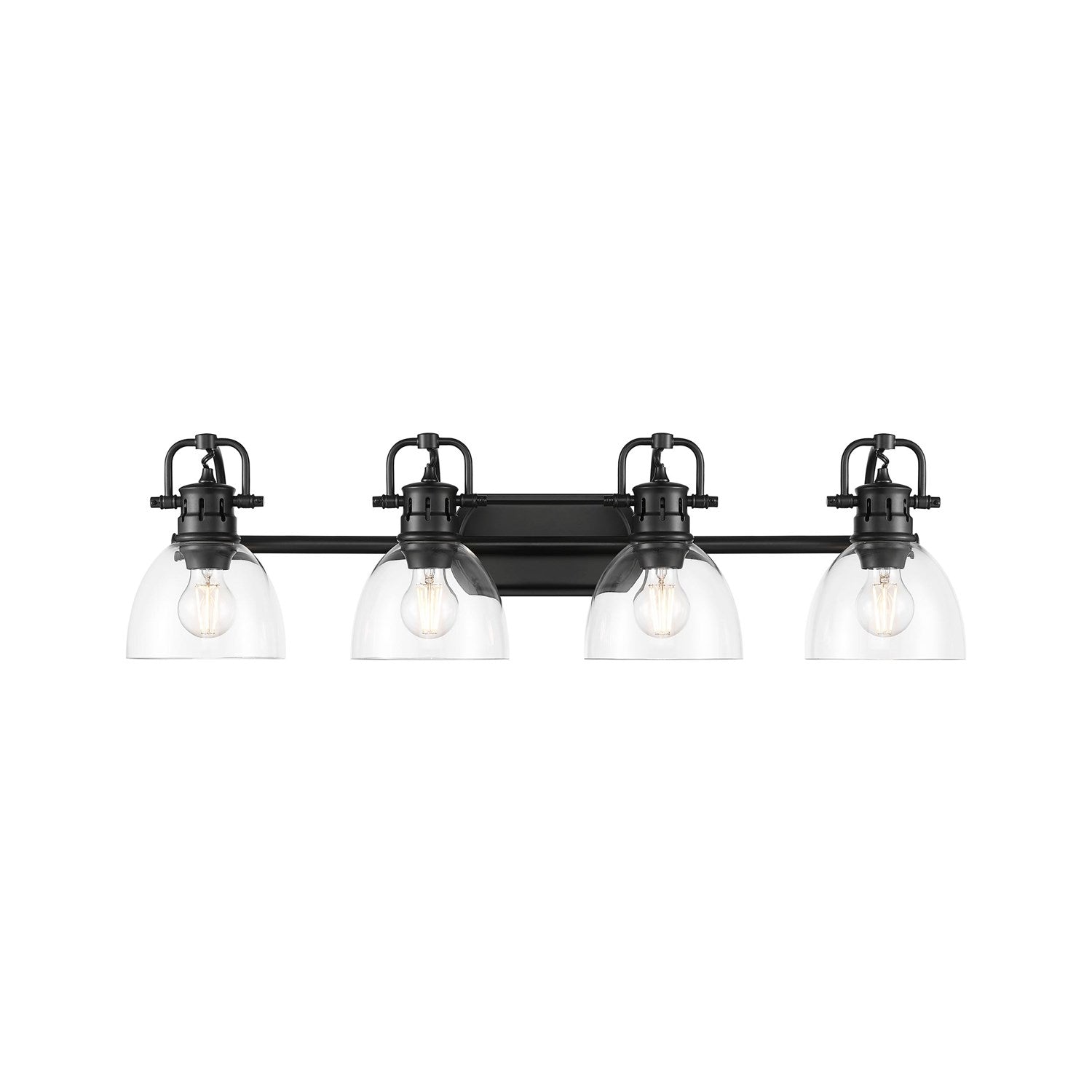 4-Light Bath Vanity In Matte Black With Clear Glass by Golden