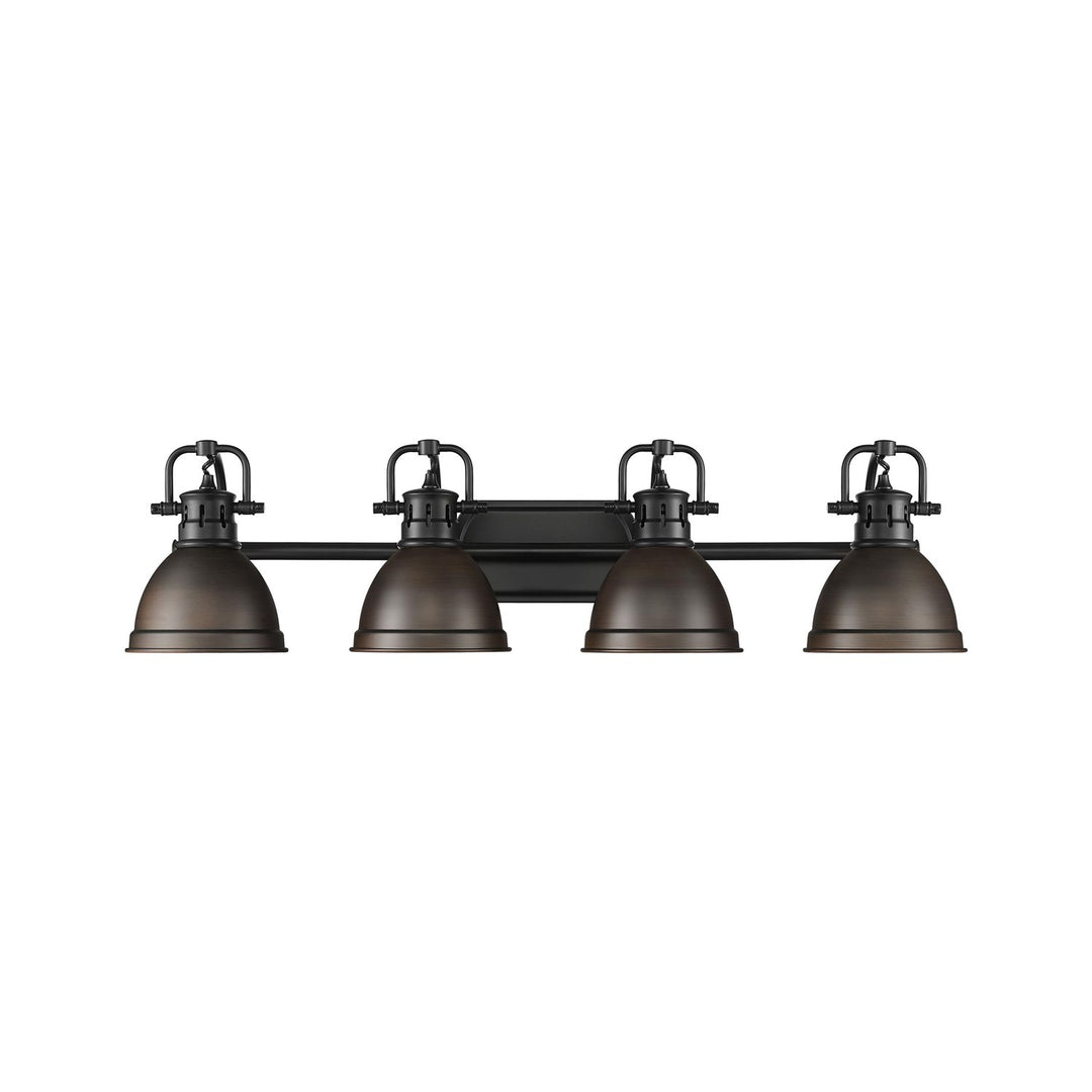 4-Light Bath Vanity In Matte Black With Rubbed Bronze by Golden