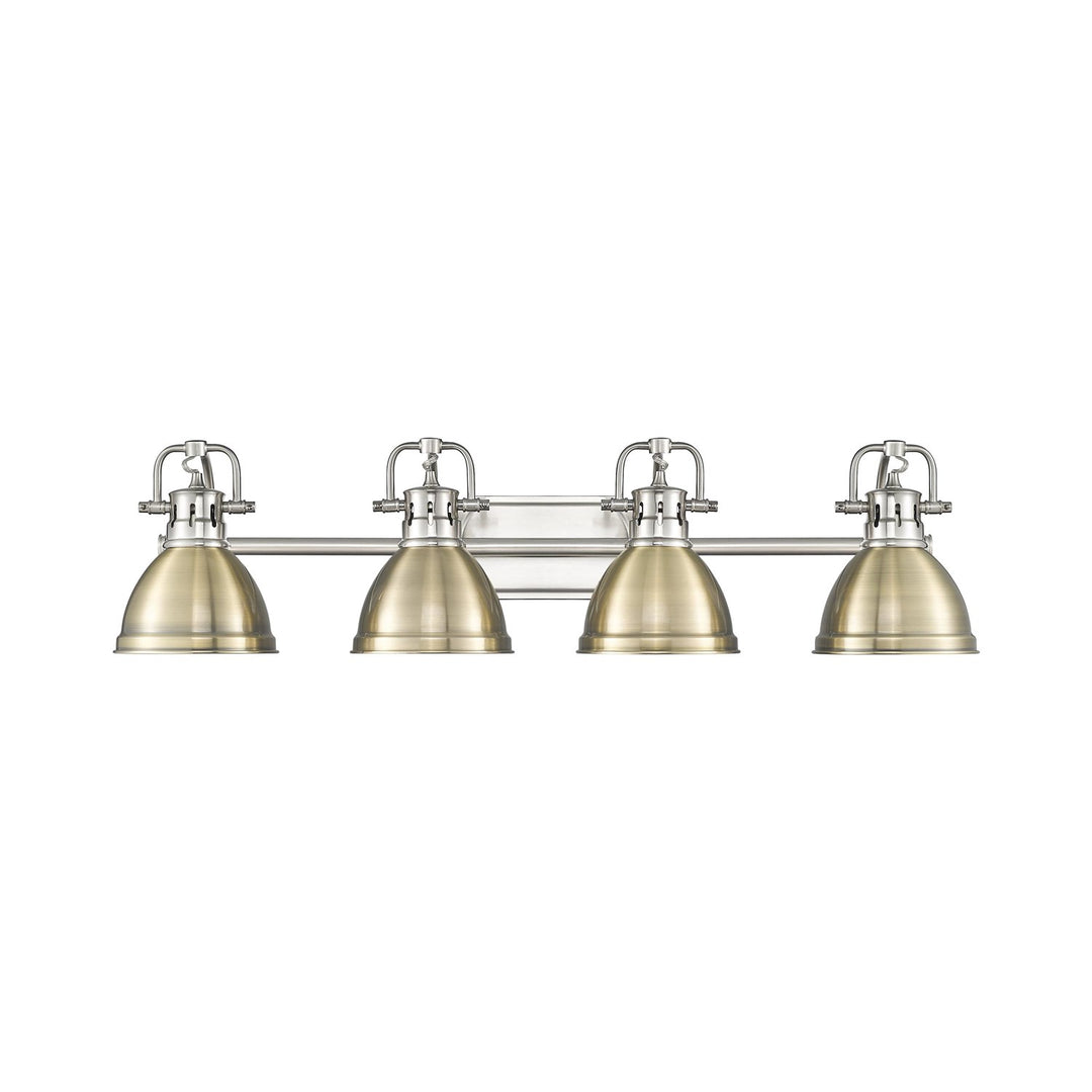 4-Light Bath Vanity In Pewter With Aged Brass by Golden